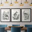 Linocut Style Seabird I - Impression personnalisée de qualité supérieure avec cadre mat - 3 pièces-639978616-639978622