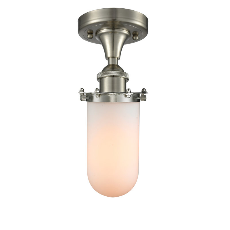 Calixta Glass Semi Flush Mount, LED, Matte White, Brushed Satin Nickel