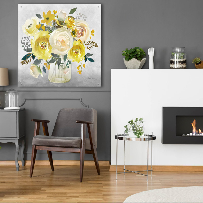 Art mural en verre épique «Beautiful Floral Bouquet D» par Jean Plout, 36 po x 36 po, H 36 po x l 36 po