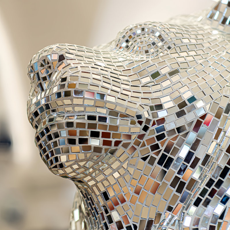 Statue de lion avec diamant en miroir Exterio, Argent