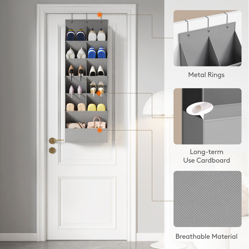 Over The Door Shoe Organizers, 2 Packs Hanging Shoe Rack With 11 Pockets, 5 Layers Shoe Holder For Closet Door Storage Includes Boots, Toys, Water Bottles, Daily Necessities