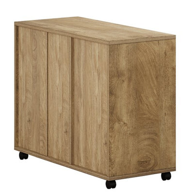 Mobile Lateral File Cabinet with Drawers & Shelves, Rolling Office Storage Cabinet, Brown