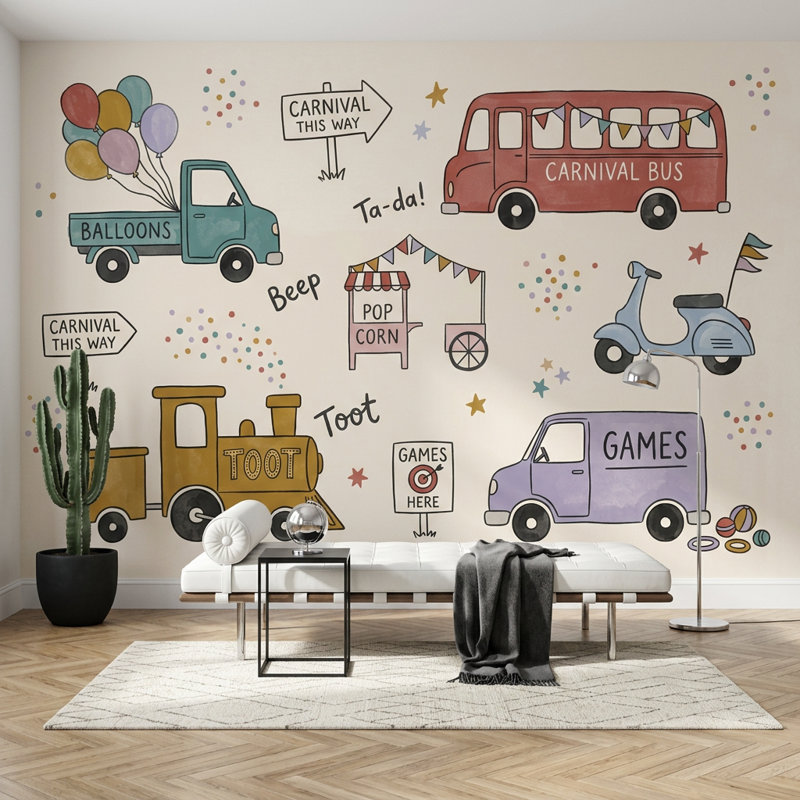 Papier peint Carnaval pour enfants, Texturé non collé, 200 po x 120 po