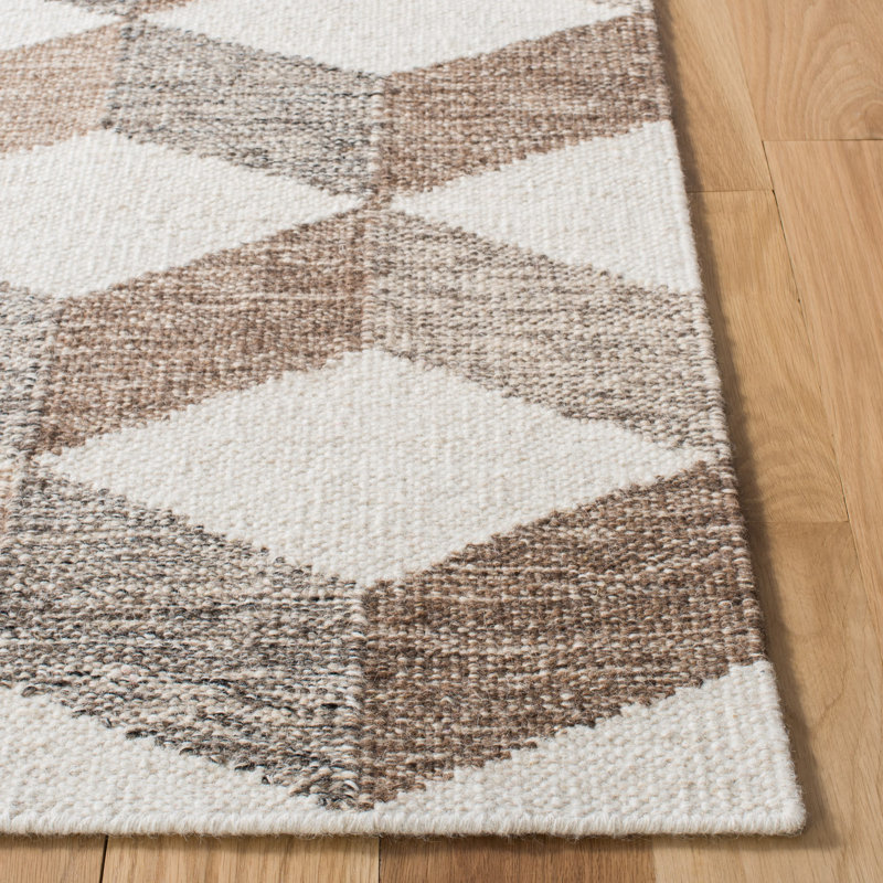 Tapis géométrique en laine et coton à tissage plat Stalder, Rectangle 8 pi x 10 pi