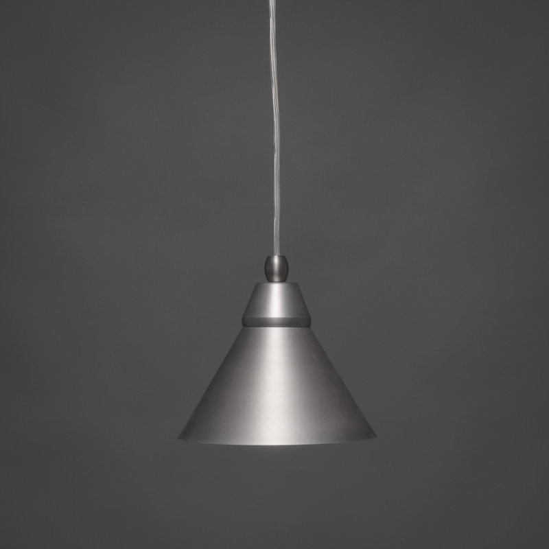 Cord Hung Mini Pendant With 7" Metal Shade, Brushed Nickel