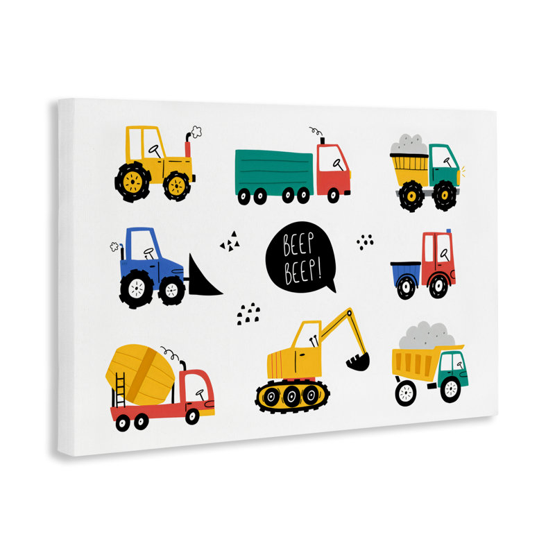 Toile de véhicules de construction Beep, conception par Creative Studio, H 16 po x l 24 po