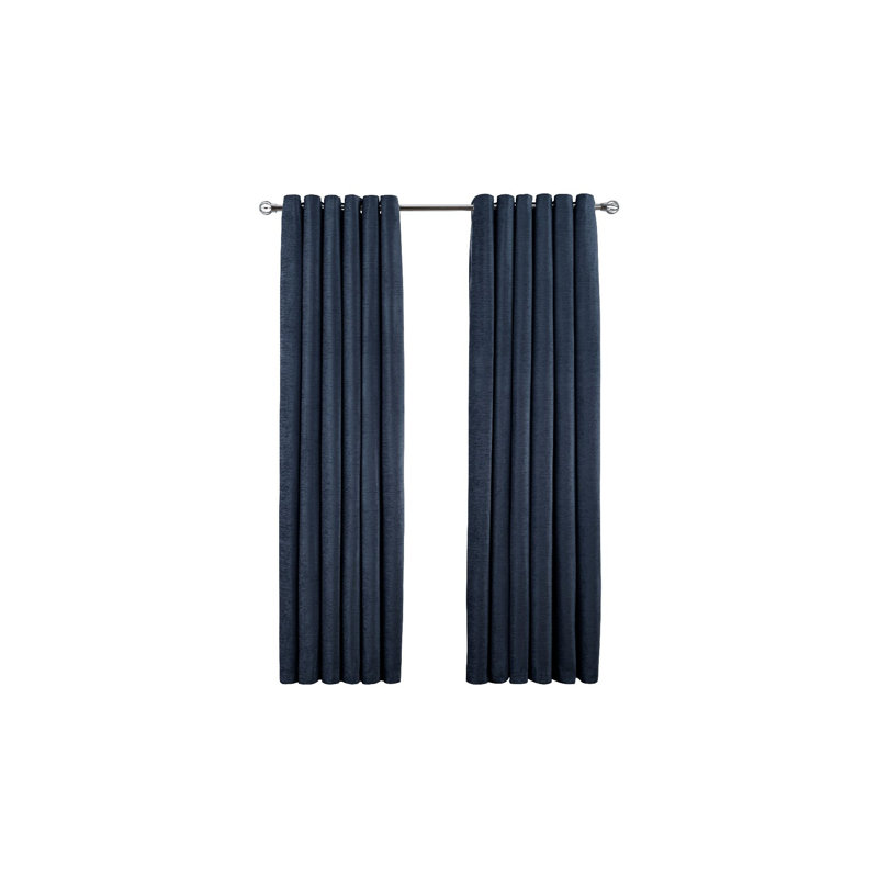 Avonell Eyelet Solid Colour Semi Sheer Curtain, 183 cm H x 117 cm W, Navy