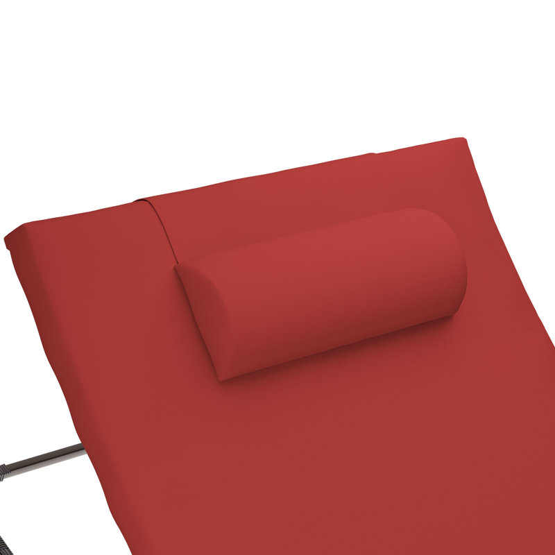 Ensemble 2 pièces de chaises longues inclinables en forme de "S" avec dossier réglable et table basse en rotin pliable, Rouge