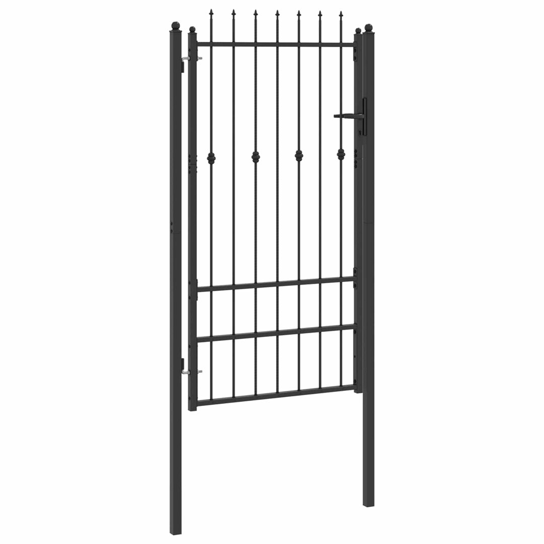 Vidaxl Fence Gate HORST Black Metal Outdoor Barrier Security Perimeter Modern