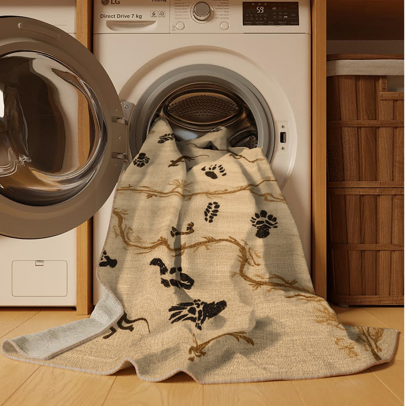 Machine Washable Nature Beige Area Rug, Square 7'