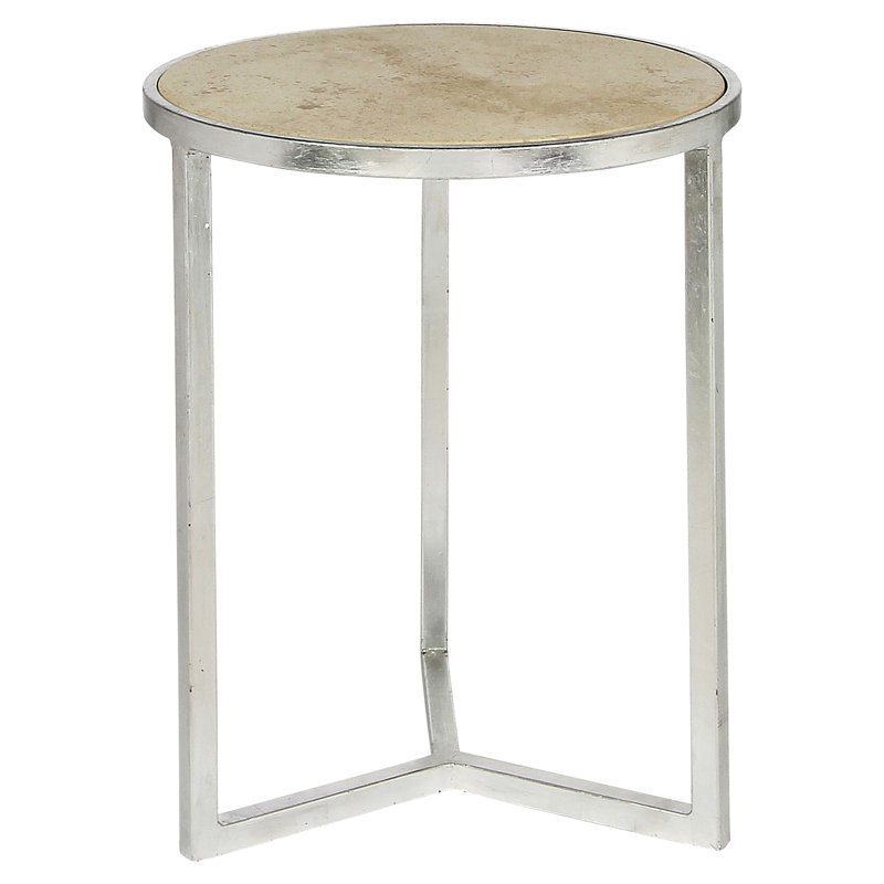 Valley Cross Legs End Table, Light Brown Top/Silver Leaf Base