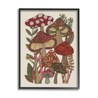 Layered Mushroom Nature Botanicals Intricate Floral Patterns - Floater Frame, impression sur toile