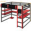 Lit mezzanine en bois avec bureau, support de rangement latéral, tablettes multiples et lumière RVB-1723896249-1723896253