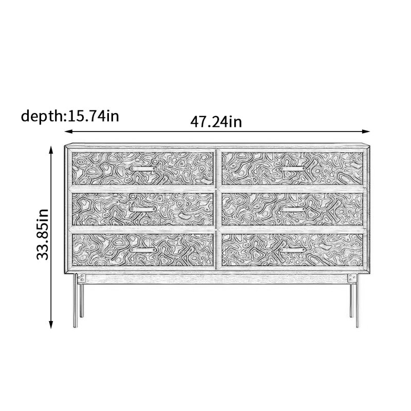 Unique Artistic Design Storage 6-Drawer Cabinet