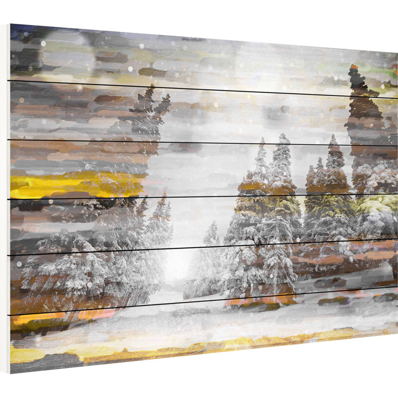 « tree snow », impression sur bois, 40 po x 60 po