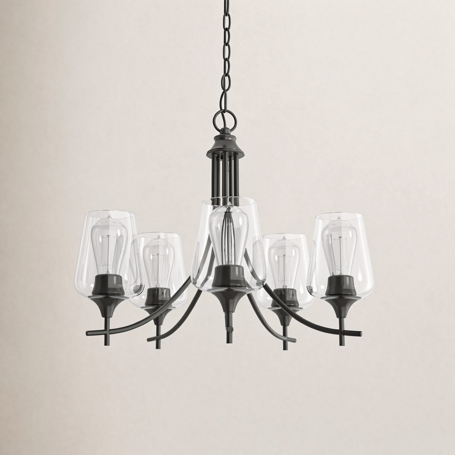 Breena 5-Light Chandelier, Clear, English Bronze