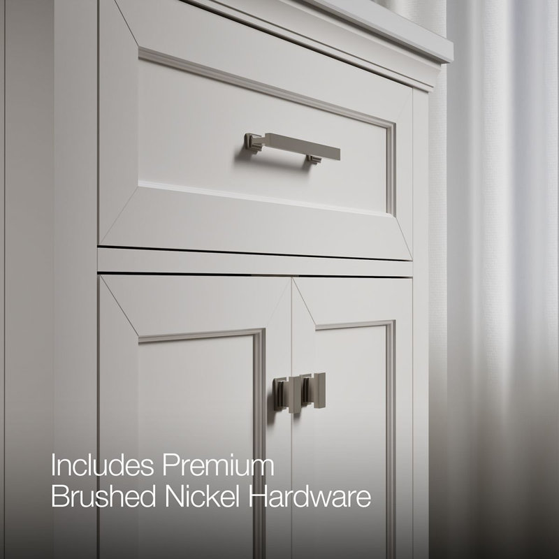 Charlemont 30 In. Bathroom Vanity Cabinet With Sink And Quartz Top, Brushed Nickel, White, 30"
