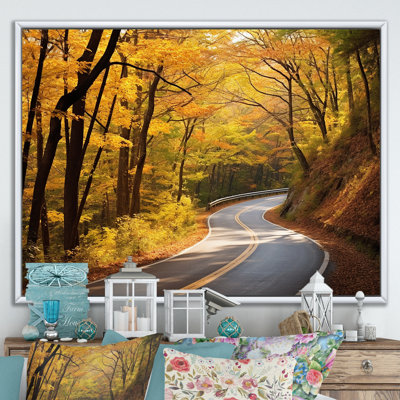 Autumn's Road Into The Forest II - Road Wall Art