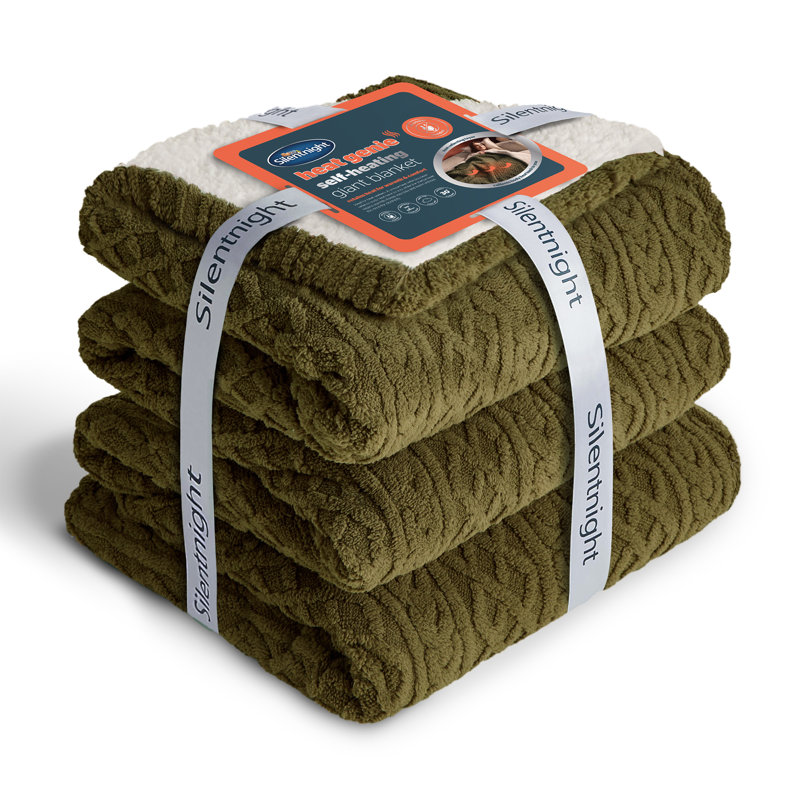 Silentnight Heat Genie Giant Blanket - Green Cable Knit