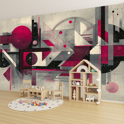 Papier peint adhésif peler et coller moderniste bourgogne gris et noir H 100 po x l 144 po, papier mural amovible en PVC auto-adhésif pour chambre à coucher, salon, bureau à domicile