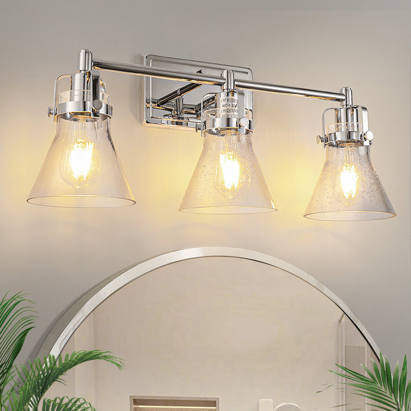 Éclairage pour meuble-lavabo moderne à 3 lumières en nickel à intensité variable