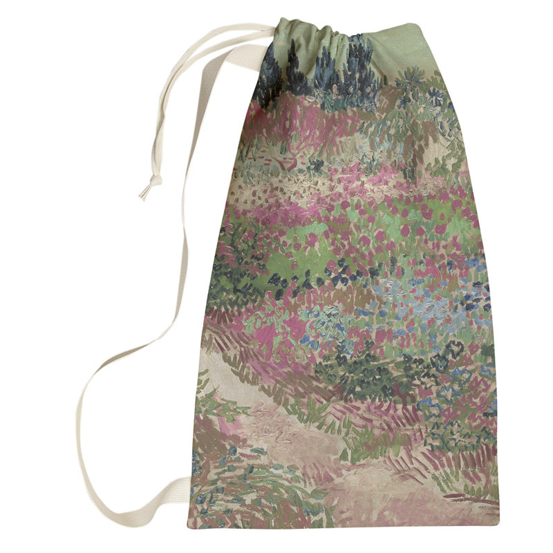 Browerville Fabric Laundry Bag with Handles, Small ( 64" H x 20" W x 1.5" D), Pink/Green