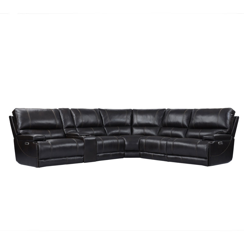 Adlan 127" Wide Leather Match Symmetrical Modular Corner Sectional