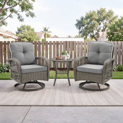 Baecher 2-Person Resin Wicker Swivel Glider Outdoor Seating Group