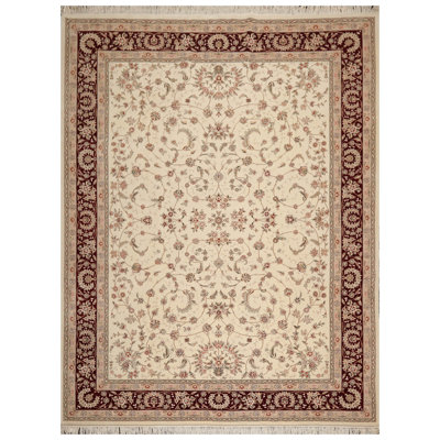Tapis oriental oriental en laine et soie noués à la main 8 pi 8 po x 11 pi 8 po de style oriental brun Ismon