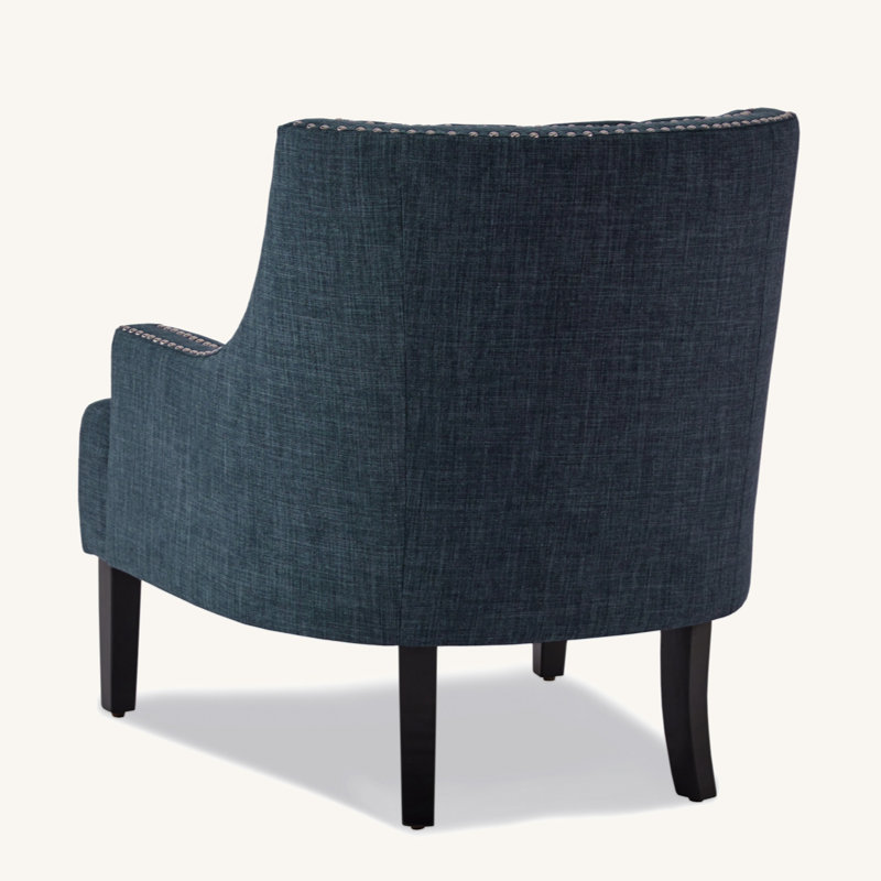 Upholstered Wingback Chair, Indigo Velvet