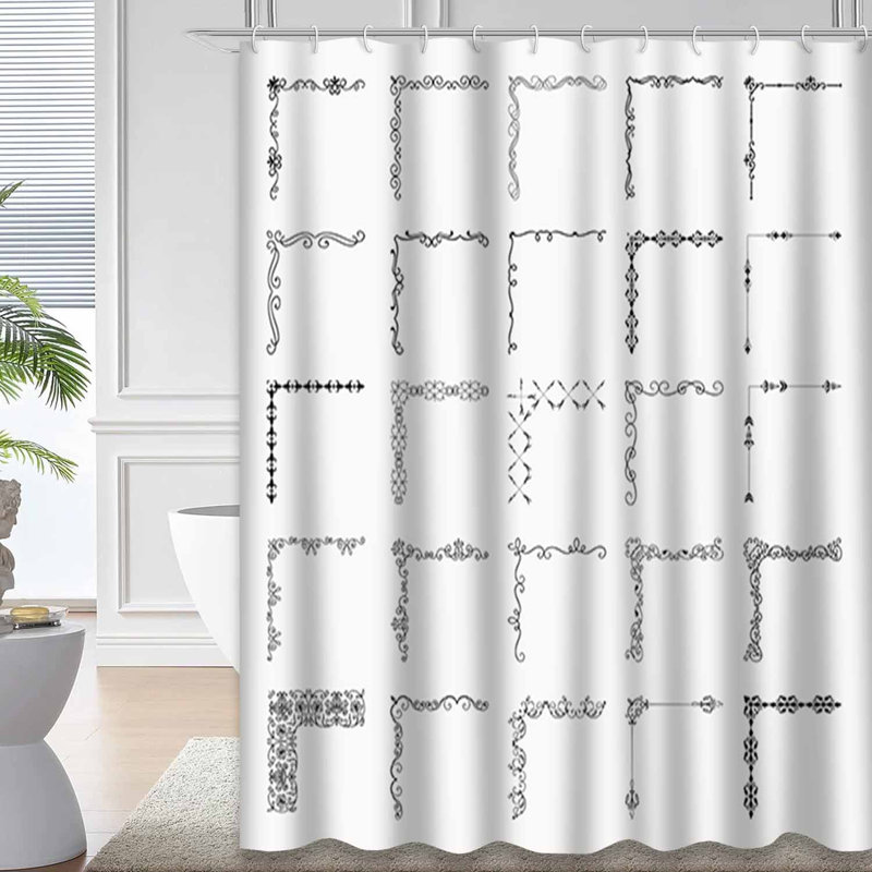 Rideau de douche blanc à motif abstrait sans soudure avec 12 crochets, L 72 po x l 78 po
