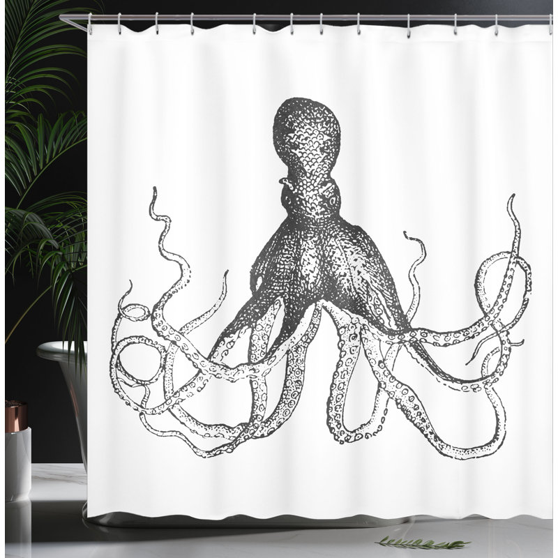 Shower Curtain with Hooks Included, 84" H x 69" W