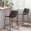 Ensemble de 2 tabourets de comptoir de style rétro bruns de 24 pouces, siège large pour plus de confort, structure en fer durable, design moderne et traditionnel-468480