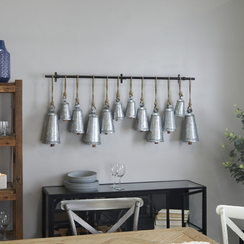 Tibetan Inspired Bell Decorative Hanging Cow Bells, Silver