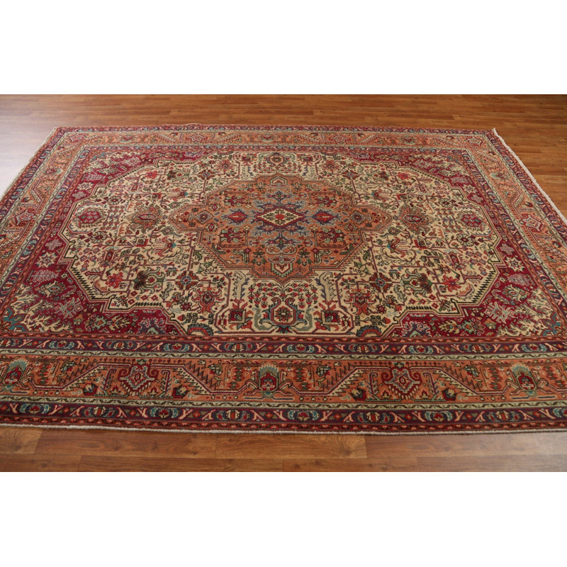 Tapis géométrique motif persan Tabriz noué à la main 7 x 10