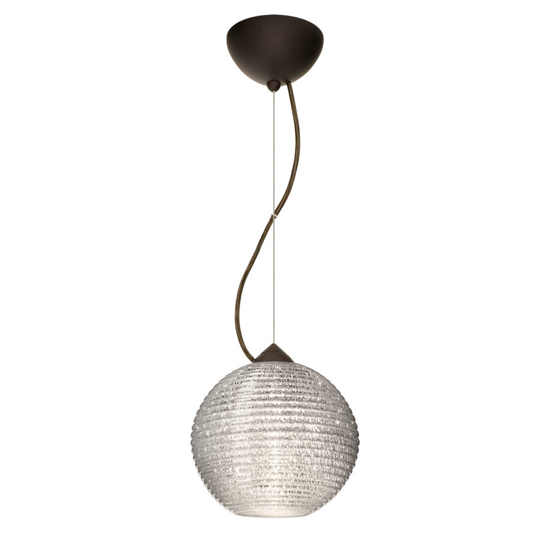 Luminaire sphère suspendu 1 lumières simple Kristall, Bronze brossé, Paillettes