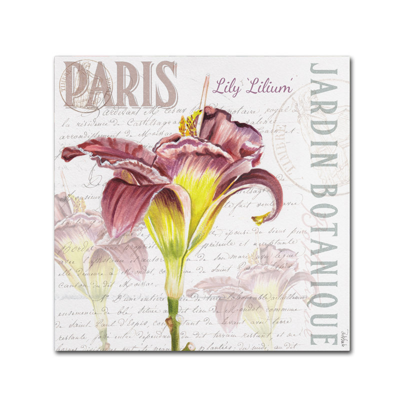 Paris Botanique Burgundy and Yellow Lily Canvas Art