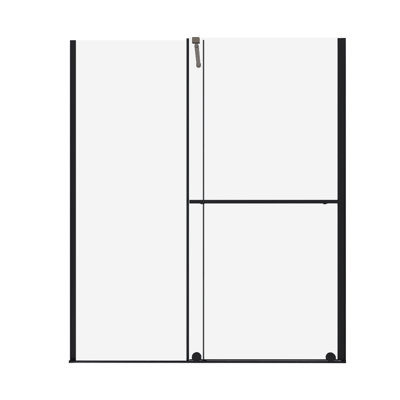 60 In.W X 72 In.H Sliding Semi-Frameless Shower Door In Matt Black