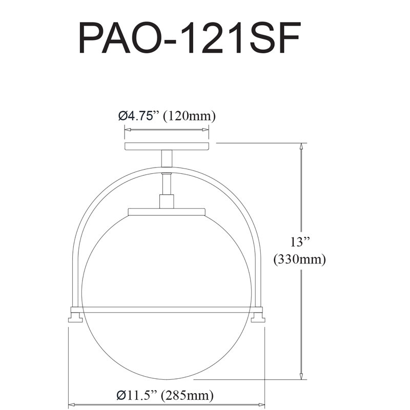 Plafonnier semi-encastré Bracie, Laiton vieilli