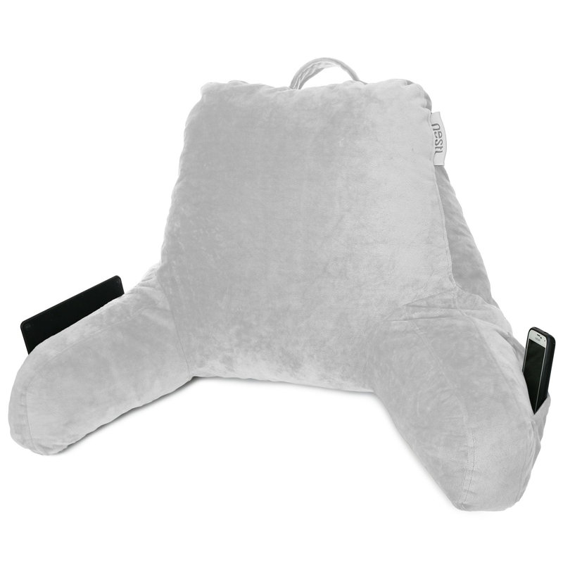 Coussin de lecture Nestl, H 14 po x l 13 po x P 8,5 po, Argent argent