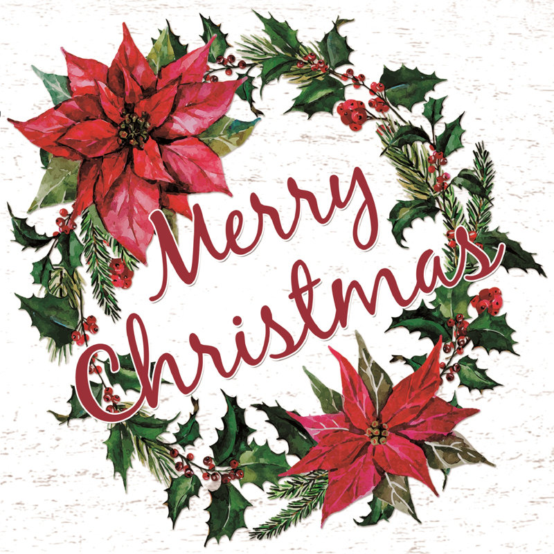 Merry Wreath - Wrapped Canvas Print, 76cm H x 76cm W x 3.8cm D