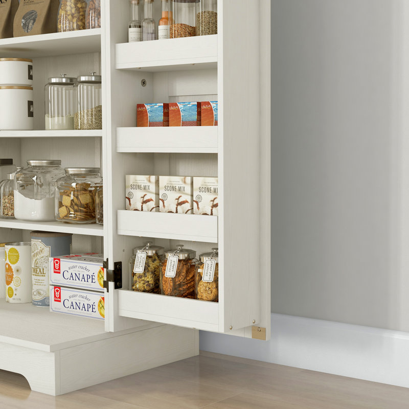 Armoire de cuisine avec tablettes réglables blanc crème
