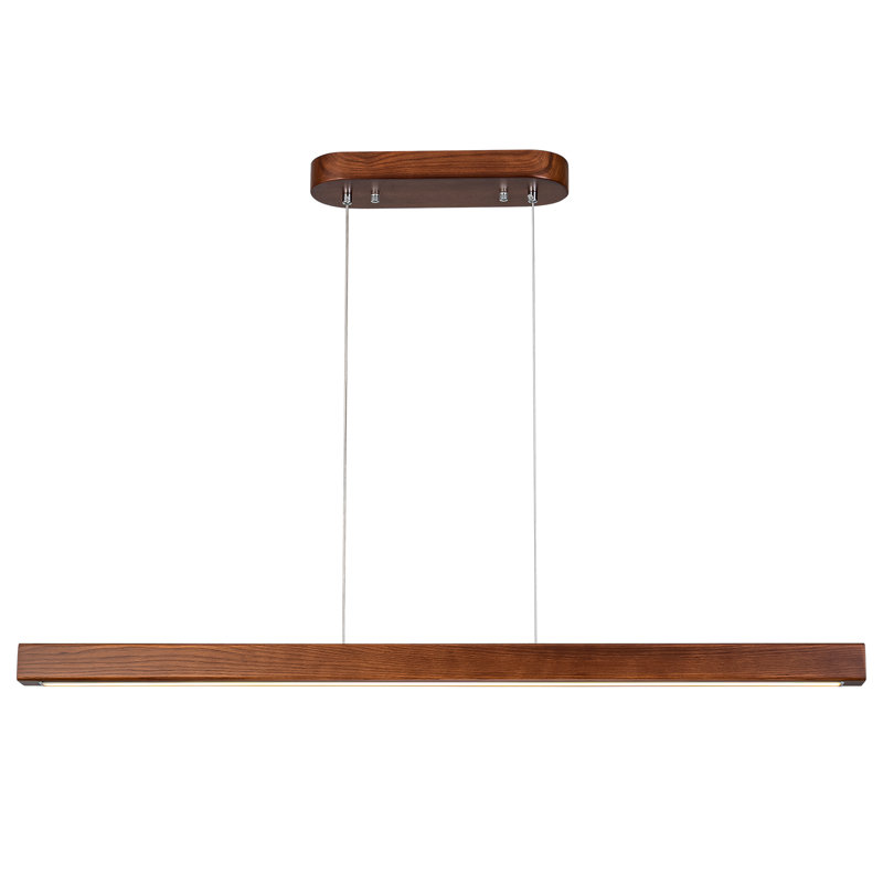 Rolde 1 - Light LED Linear Kitchen Island Chandelier, Walnut