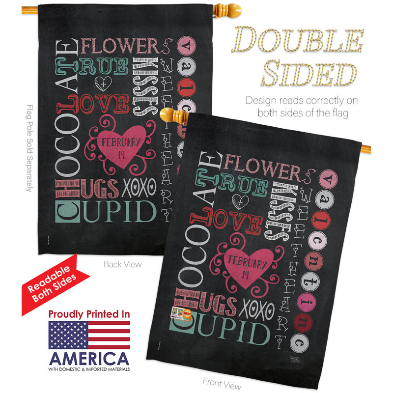 Double Sided 40'' H x 28'' W Polyester Valentine's Day Flag Set