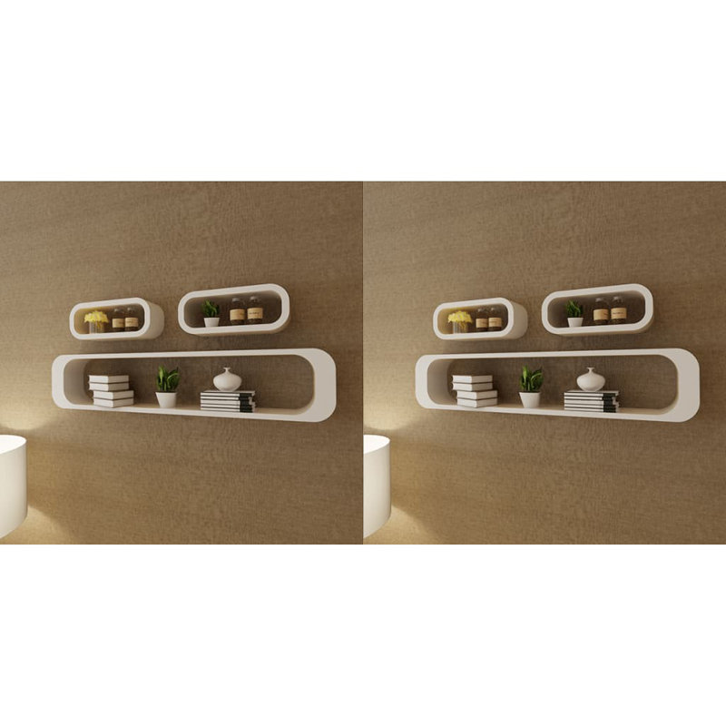 Tablette flottante en bois massif 3 pièces, Blanc