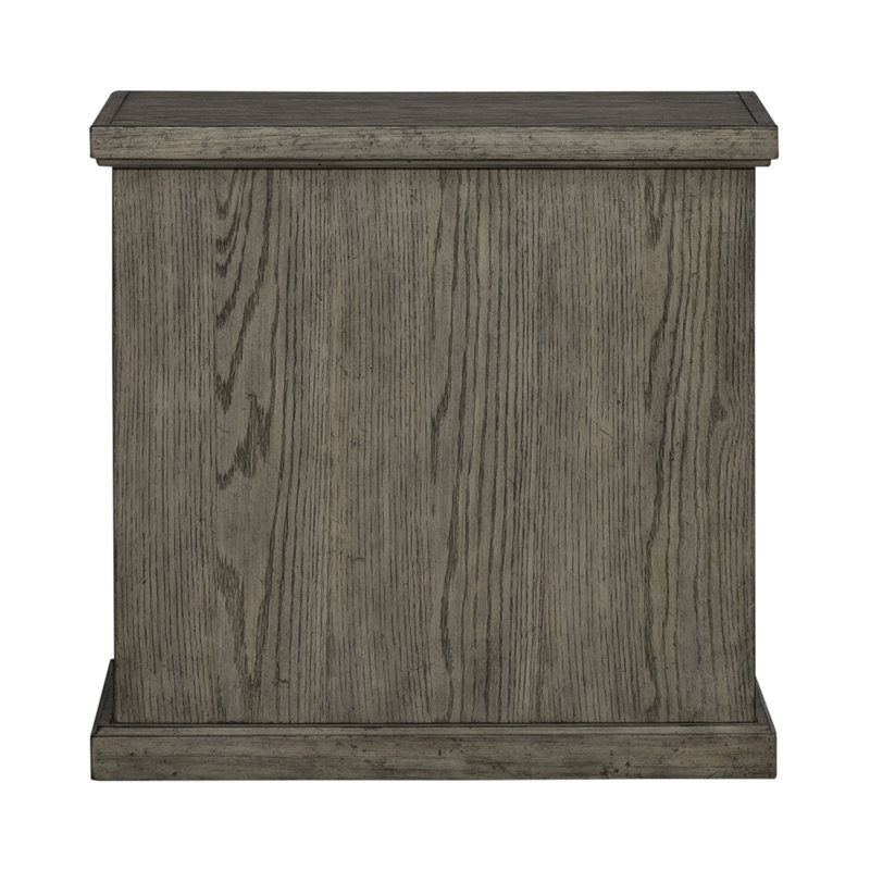 Burnished Beige Rubberwood and Oak End Table with Storage