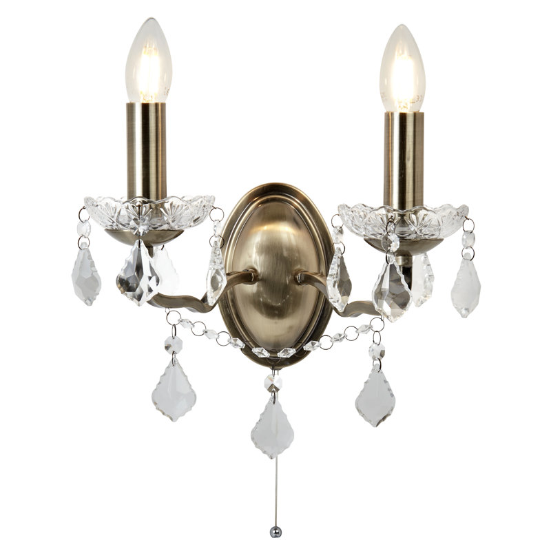 Battey Candle Wall Light, Antique Brass
