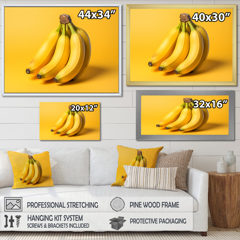 Electric Banana Pop - Art mural fruits, H 34 po x l 44 po x P 1,5 po