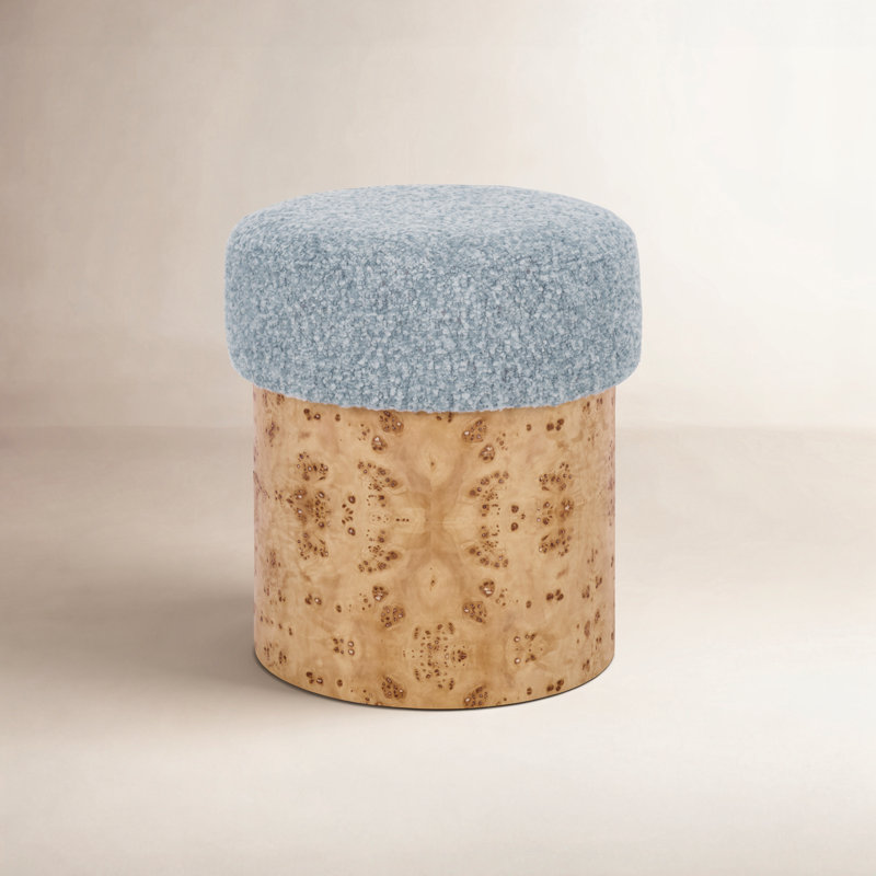 Nate Cooper 16" Burl Ottoman, Sky Blue Boucle
