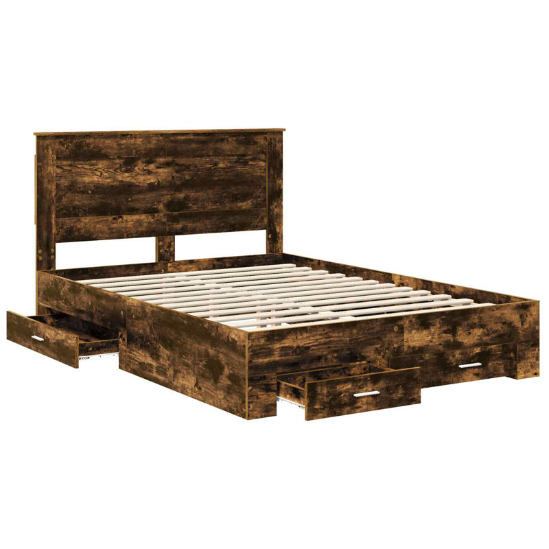Bed Frame, 140 x 200cm, Smoked Oak